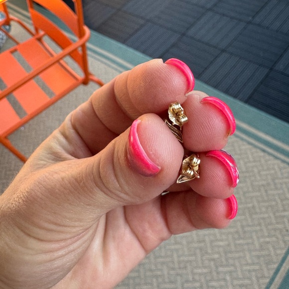 14k Yellow Gold Ruby Stud Earrings - Picture 3 of 6